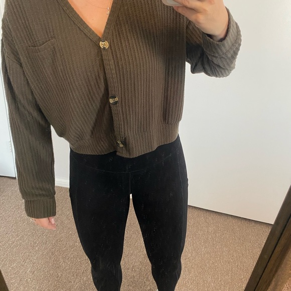 Poof button up waffle knit sweater cardigan size women’s large - Picture 6 of 6